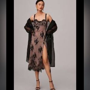 Anthropologie Lace Side-Slit Slip Dress XL